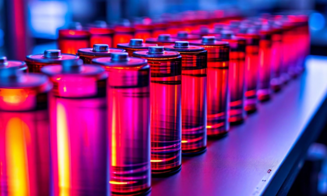 LFP battery cells with thermal map overlay, laboratory setting