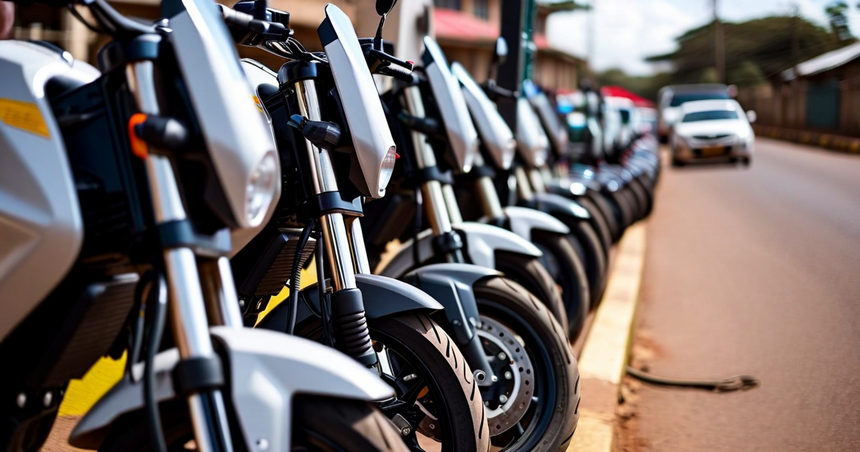 EV motorcycle taxi fleet charging in Nairobi, Africa